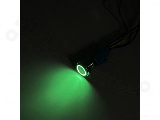 Push button (on/off) metal IP65 waterproof round 16mm green